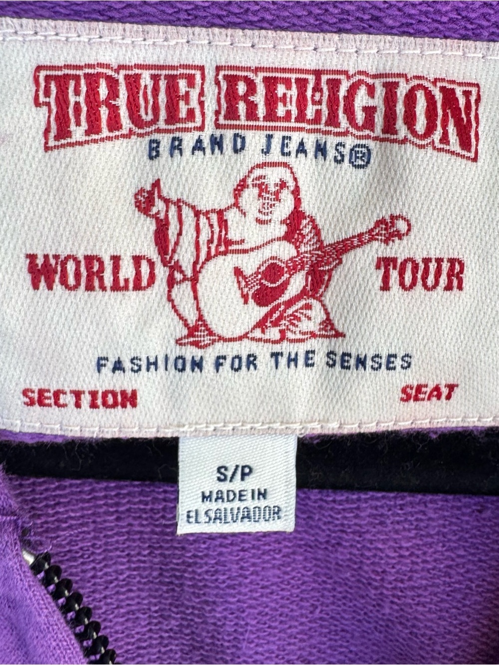 True Religion Purple Short-Sleeve Zip-Up Hoodie - Picture 12 of 13
